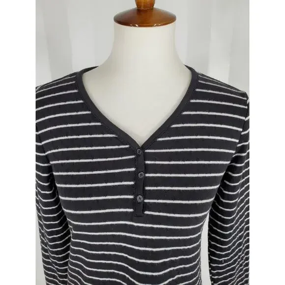 CROFT & BARROW Women's Black & White Striped Pajama Top Sz S - Picture 5 of 7